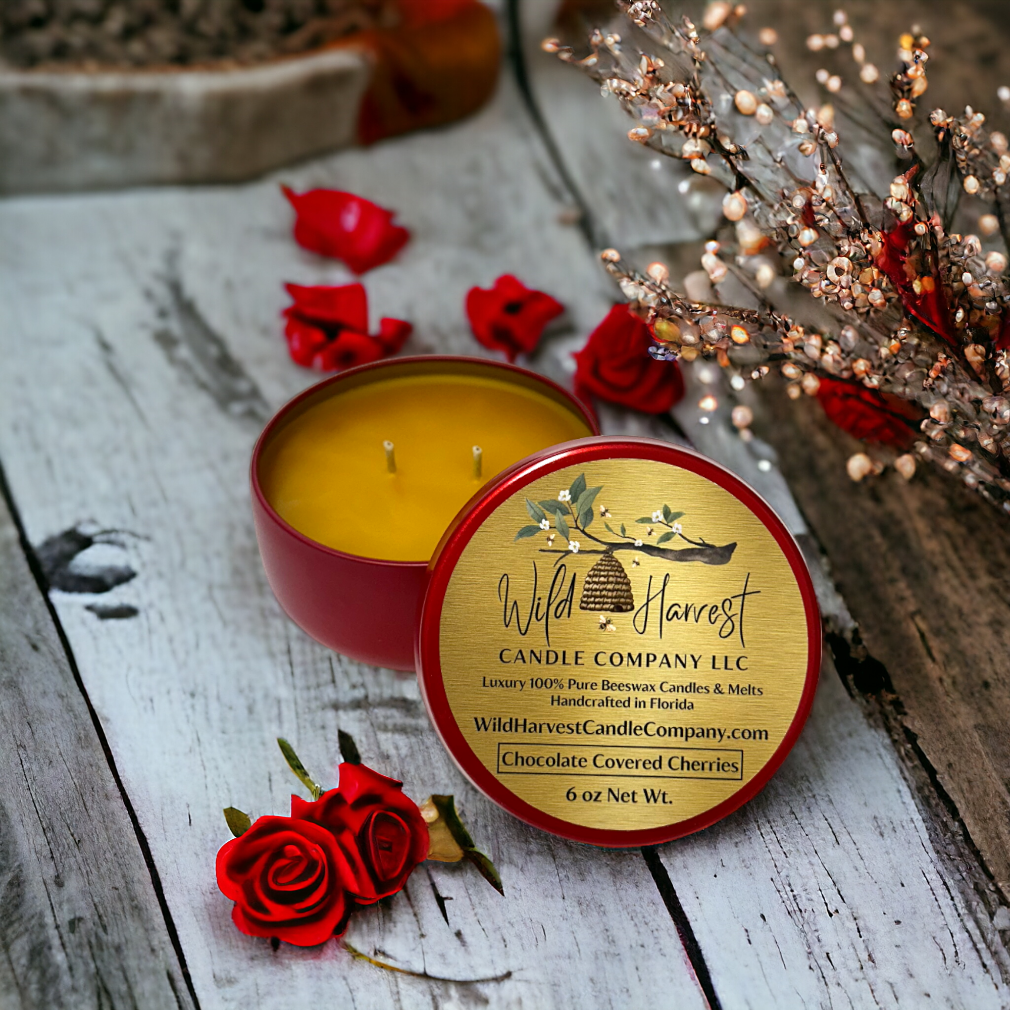 Valentine's Theme Pure Beeswax Candle Tin Bundle - Set of 3 (6 oz Tins)  Choose Your Favorite Scents!